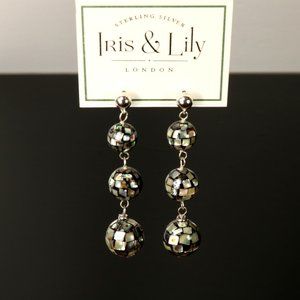 Sterling Abalone Earrings Ball Dangles Iris and Lily London